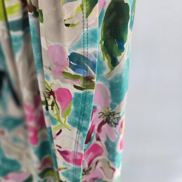 Torrid Teal Tea Length Midi Chiffon Pleated Shark Bite Floral Dress Size 3/3x - Picture 4 of 12